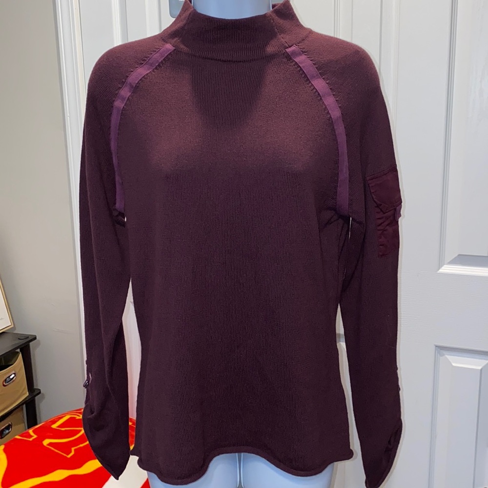 NWT woman's Calvin Klein cotton/acrylic burgundy long sleeved sweater, sz L